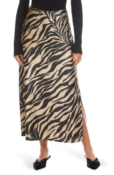 Fifteen Twenty Evy Zebra Print Bias Cut Skirt In Multi