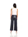 Fifteen Twenty Faux Leather Button-hem Pants In Navy