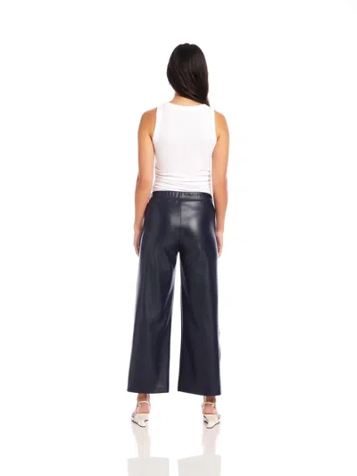 Fifteen Twenty Faux Leather Button-hem Pants In Navy