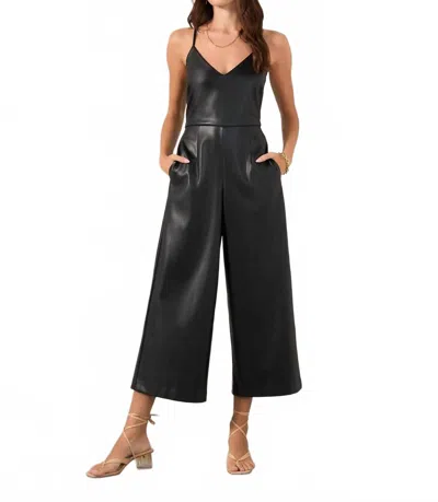 Fifteen Twenty Faux Leather Cropped Jumpsuit In Black