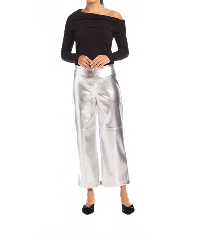 Fifteen Twenty Faux Leather Cropped Pants In Silver