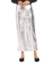 Fifteen Twenty Crop Wide Leg Metallic Faux Leather Pants In Silver
