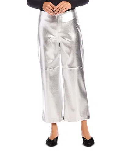 Fifteen Twenty Faux Leather Cropped Pants In Silver