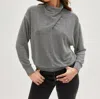 Fifteen Twenty Faux Wrap Turtleneck Sweater In Glam Metallic In Gray