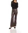 Fifteen Twenty Finley High Waist Faux Leather Bootcut Pants In Brown