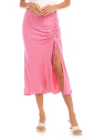 Fifteen Twenty Fiona Drawstring Ruched Midi Skirt In Pink