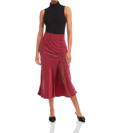 Fifteen Twenty Fiona Shirred Midi Skirt In Brick In Multi
