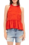 Fifteen Twenty Floren Peplum Crushed Satin Top In Burnt Orange