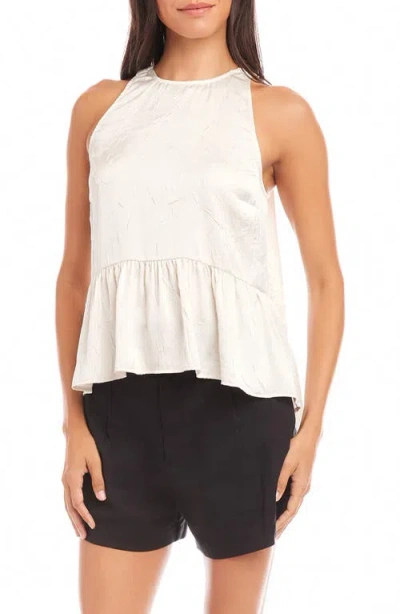 Fifteen Twenty Floren Peplum Crushed Satin Top In Ecru