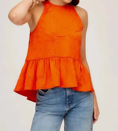 Fifteen Twenty Floren Ruffle Hem Top In Bright Orange