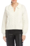 Fifteen Twenty Francis Cable Johnny Collar Polo Sweater In White