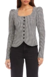 Fifteen Twenty Frannie Puff Sleeve Houndstooth Top In Multi