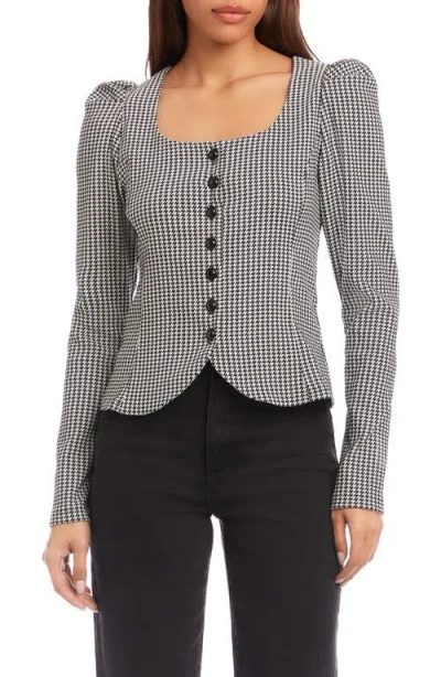 Fifteen Twenty Frannie Puff Sleeve Houndstooth Top In Multi
