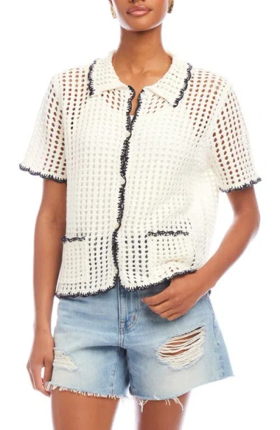 Fifteen Twenty Gemma Open Knit Button-up Shirt