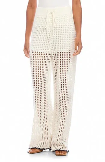 Fifteen Twenty Gianna Open Knit Straight Leg Pants In White