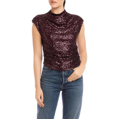 Fifteen Twenty Gwennie Sequin Cap Sleeve Top In Purple