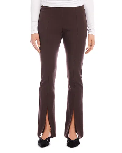 Fifteen Twenty Harlow High Waist Slit Hem Bootcut Pants In Brown