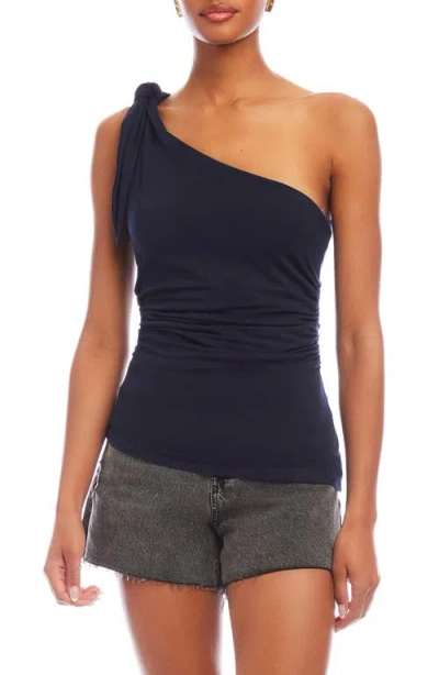 Fifteen Twenty Harper Knotted One-shoulder Top In Navy