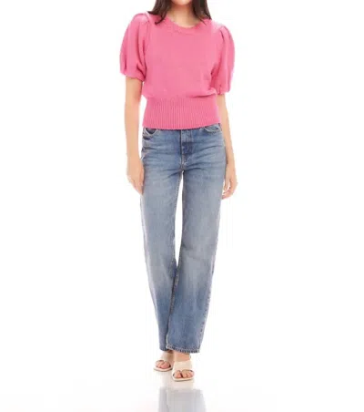 Fifteen Twenty Harvey Pleated Sleeve Top In Pink