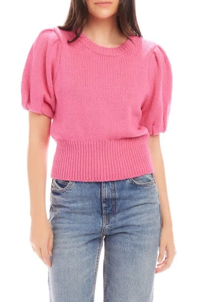 Fifteen Twenty Harvey Puff Sleeve Cotton Blend Sweater In Pink