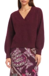 Fifteen Twenty Heather V-neck Sweater In Burgundy