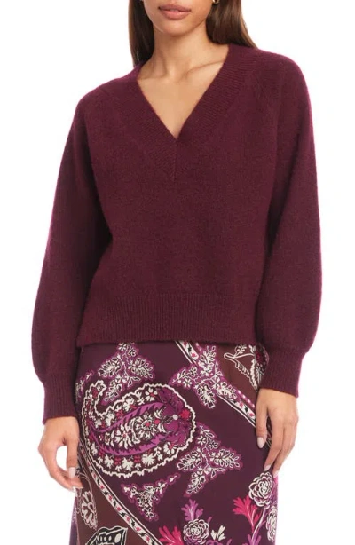 Fifteen Twenty Heather V-neck Sweater In Burgundy