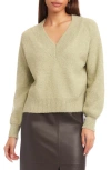 Fifteen Twenty Heather V-neck Sweater In Green