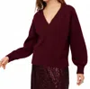Fifteen Twenty Heather V Neck Sweater In Wine In Burgundy