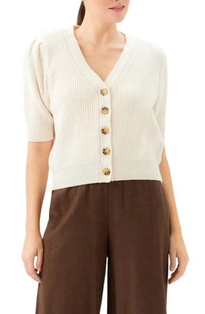 Fifteen Twenty Iliana Puff Sleeve Cardigan Sweater In Neutral