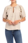 Fifteen Twenty Imogen Poof Sleeve Top In Ivory Stripe