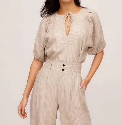 Fifteen Twenty Imogen Poof Sleeve Top In Stripe In Neutral