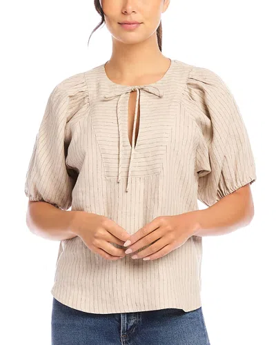 Fifteen Twenty Imogen Poof Sleeve Top In Ivory Stripe