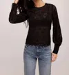 Fifteen Twenty Ina Stretch Lace Long Sleeve Top In Black In Black