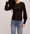 Fifteen Twenty Ina Stretch Lace Long Sleeve Top In Black In Black