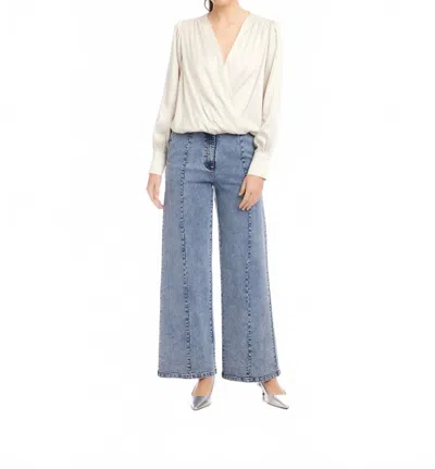 Fifteen Twenty Ines Drape Front Top In Off White In Multi