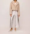 Fifteen Twenty Crop Wide Leg Metallic Faux Leather Pants In Brown