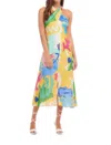 Fifteen Twenty Ivy Printed Crossover Neck Midi Dress In Multi