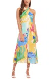 Fifteen Twenty Ivy Printed Crossover Neck Midi Dress In Multi