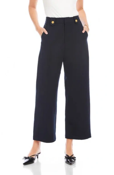 Fifteen Twenty Janice Cropped Wide-leg Pants In Midnight Blue