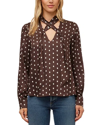 Fifteen Twenty Janine Tie Neck Top In Brown