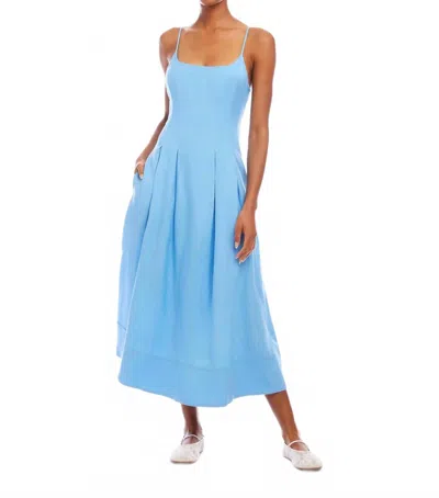 Fifteen Twenty Jessa Pleated Linen Blend Midi Sundress In Blue