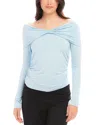 Fifteen Twenty Jillian Shirred Off The Shoulder Top In Baby Blue