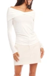 Fifteen Twenty Jillian Shirred Off The Shoulder Top In Off White