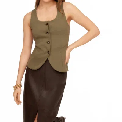 Fifteen Twenty Joni Button Up Vest In Light Olive In Brown