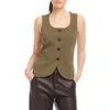 Fifteen Twenty Joni Button Front Vest In Green