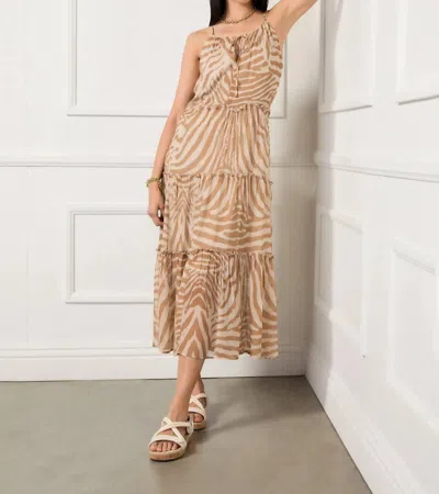 Fifteen Twenty Josephine Dress In Desert Zebra In Beige