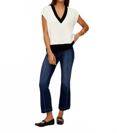 Fifteen Twenty Jules Sweater Vest In Off White W/black In Multi