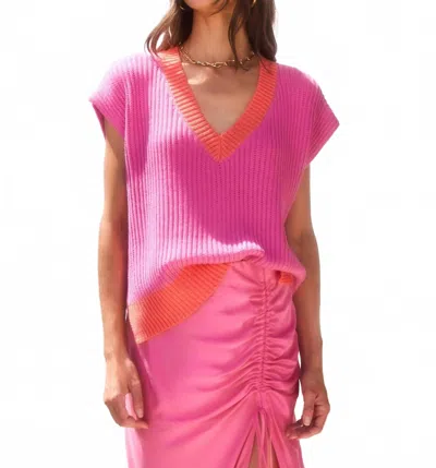 Fifteen Twenty Jules Sweater Vest In Pink/orange