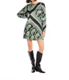 Fifteen Twenty Juliette Florence Print Mini Dress In Black/ Green In Green