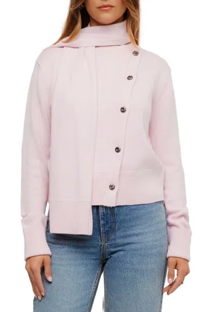 Fifteen Twenty Juni Asymmetrical Scarf Cardigan In Pink
